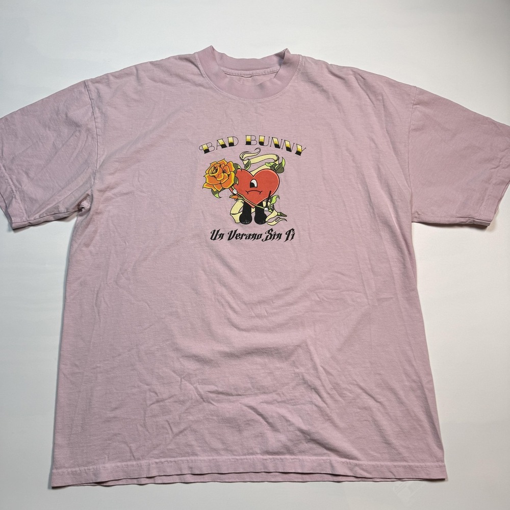 Bad Bunny Shirt Mens XL Pink Graphic Un Verano Sin Ti World's Hottest Tour 2022